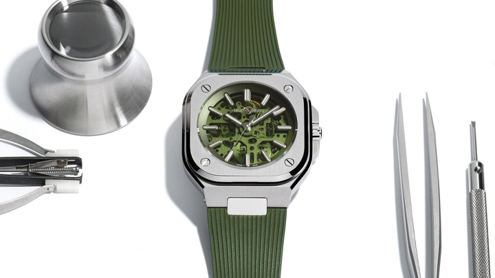 Bell & Ross - BR 05 Skeleton Green Bracelet Caoutchouc - Les Champs d'Or