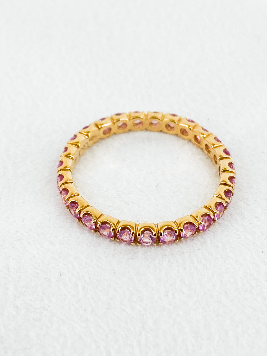Bague de fiançailles Sertis de Saphir Rose en Or Jaune Taille 54 -  - Sublime Diamant - Bagues - Les Champs d'Or