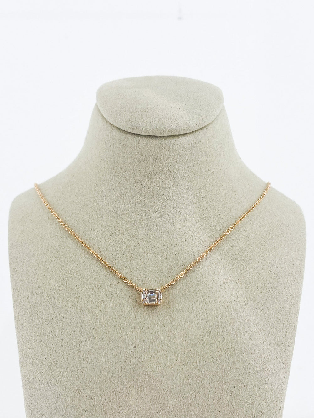 Pendentif Diamant Illusion Or Rose Carre -  - Sublime Diamant - Pendentif - Les Champs d'Or