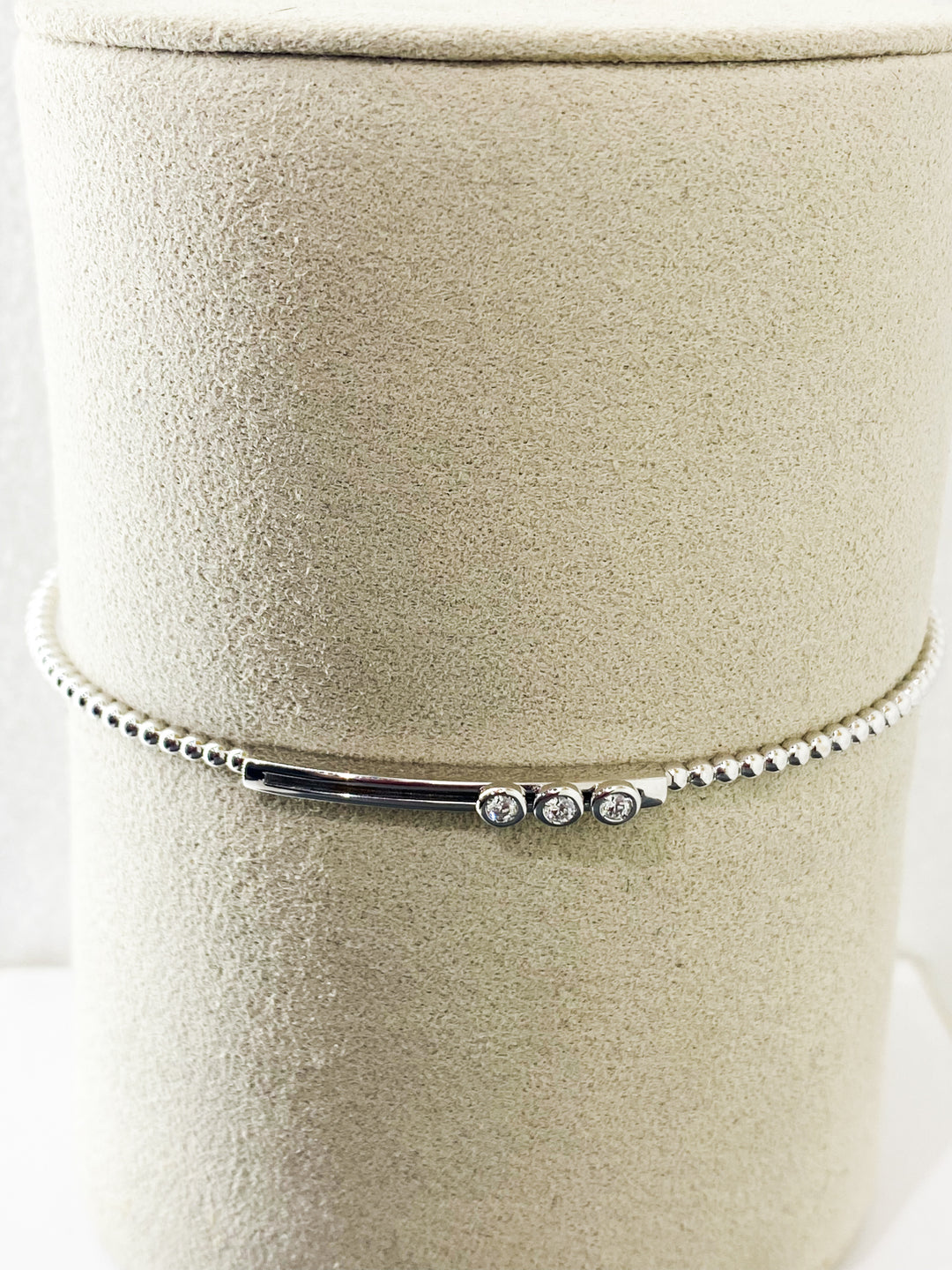 Bracelet Boule Or Gris et 3 Diamant -  - Sublime Diamant - Bracelet - Les Champs d'Or