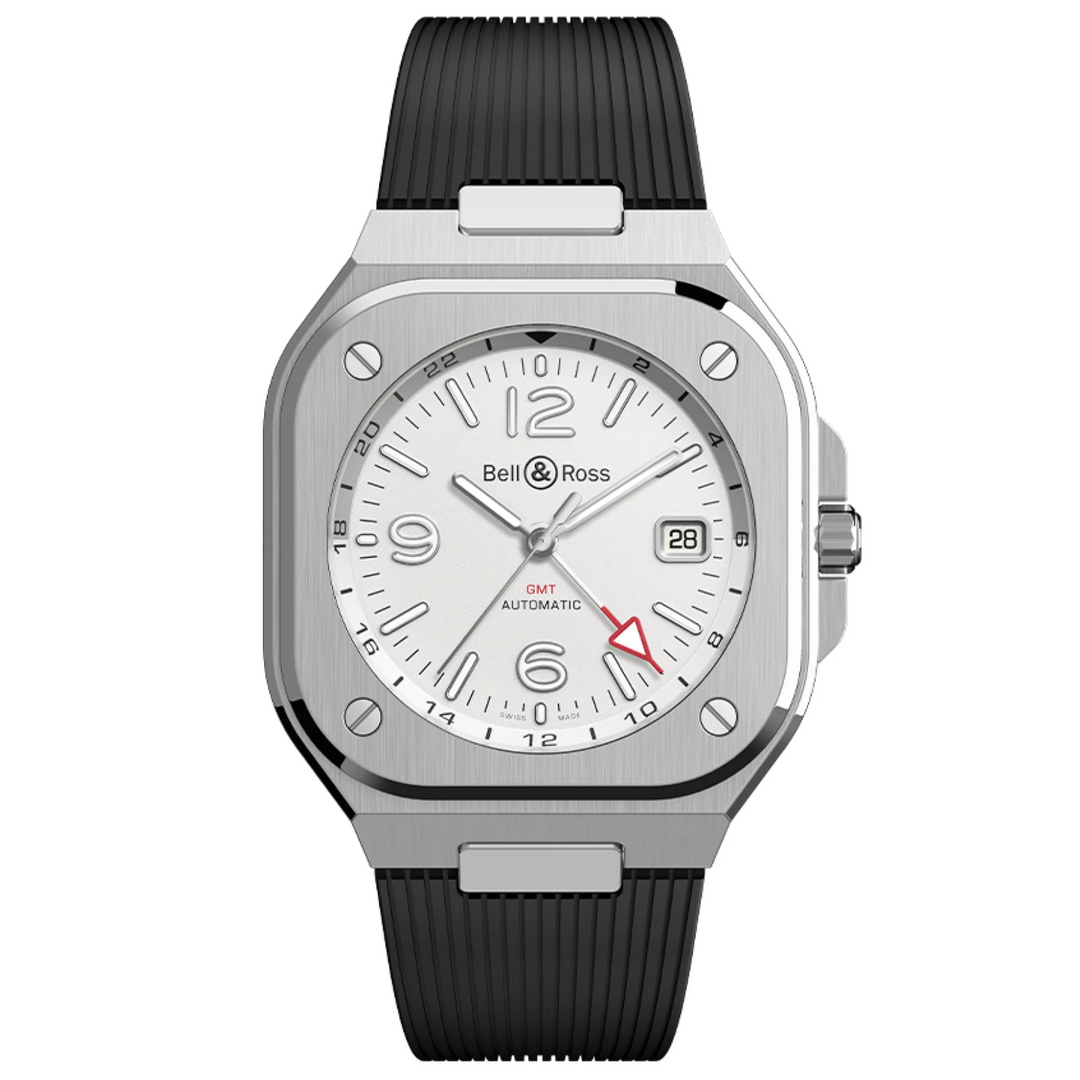 BR 05 GMT White Rubber Watch