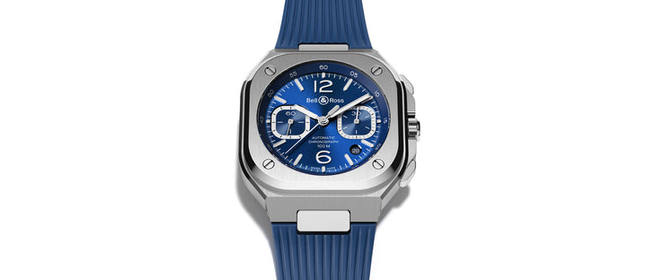 Bell & Ross - Bell & Ross BR05 Chrono Blue Steel - Bracelet Caoutchouc Bleu - Les Champs d'Or