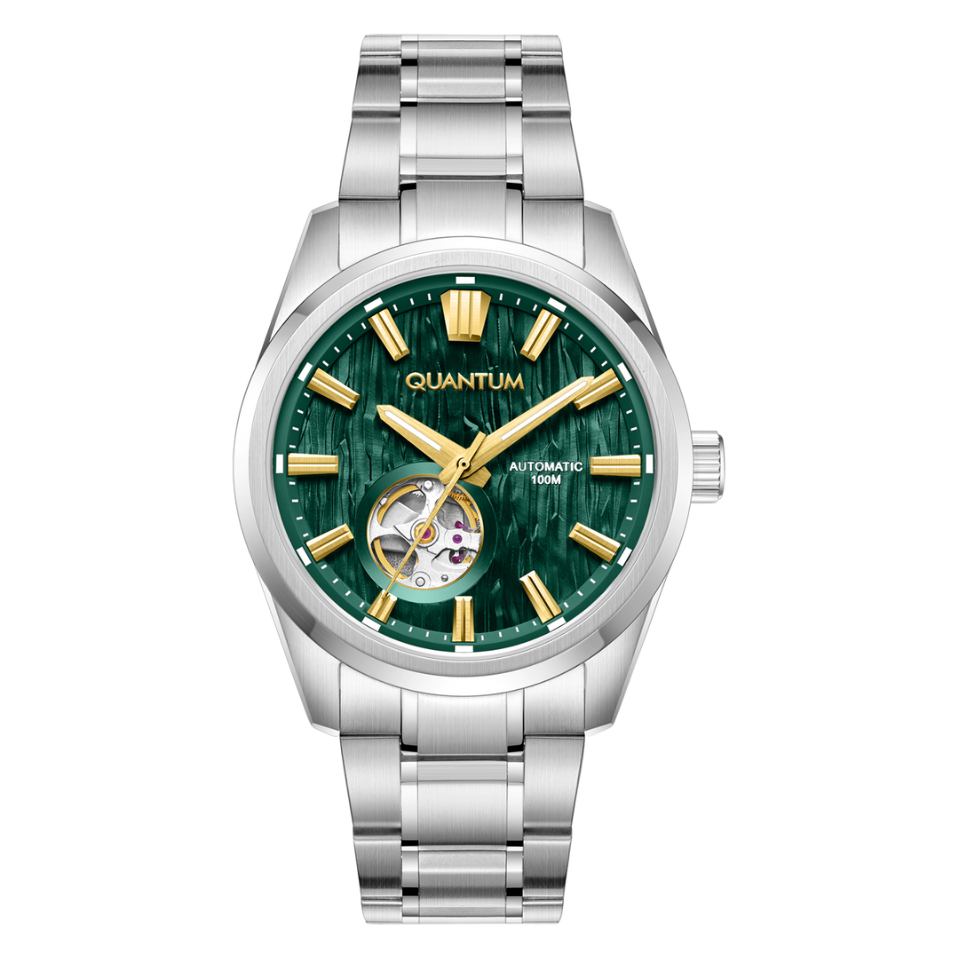 Quantum Flow Open Heart Automatique 41mm cadran vert bracelet acier