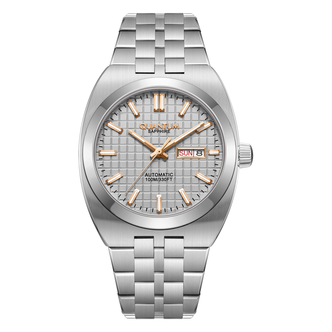 Quantum Flow Retro Automatique 40,5mm cadran gris bracelet cuir