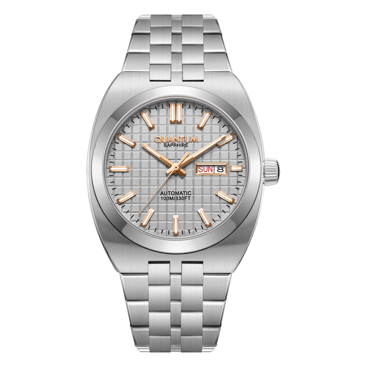 Quantum Flow Retro Automatique 40,5mm cadran gris bracelet cuir