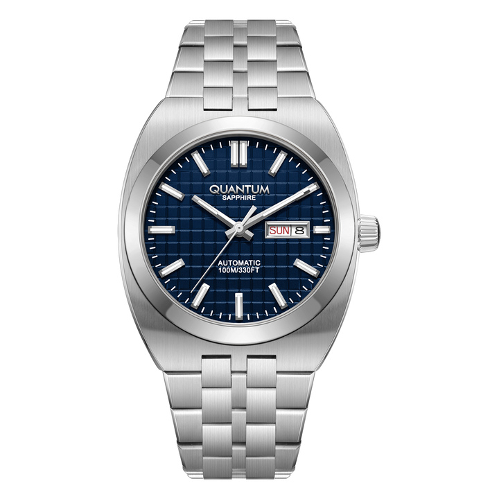 Quantum Flow Retro Automatique 40,5mm cadran bleu bracelet cuir