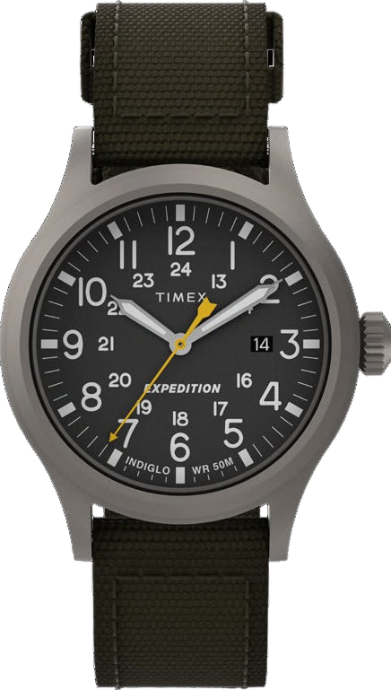 Timex Expedition Scout 40mm cadran noir bracelet NATO vert kaki INDIGLO
