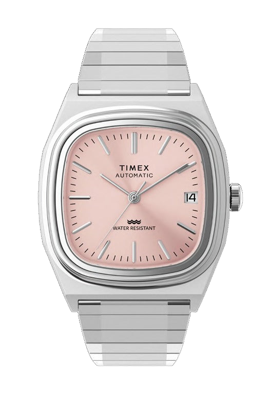 Timex E-Line Automatique 34mm cadran rose bracelet acier