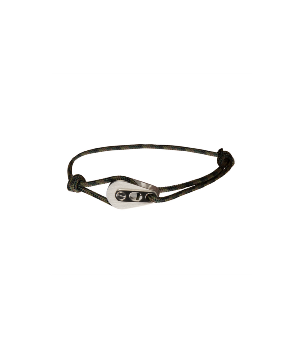Bracelet Poulie Acier Brossé, Camo Kaki Foncé - Bijoux - Latitude 46 - Les Champs d'Or