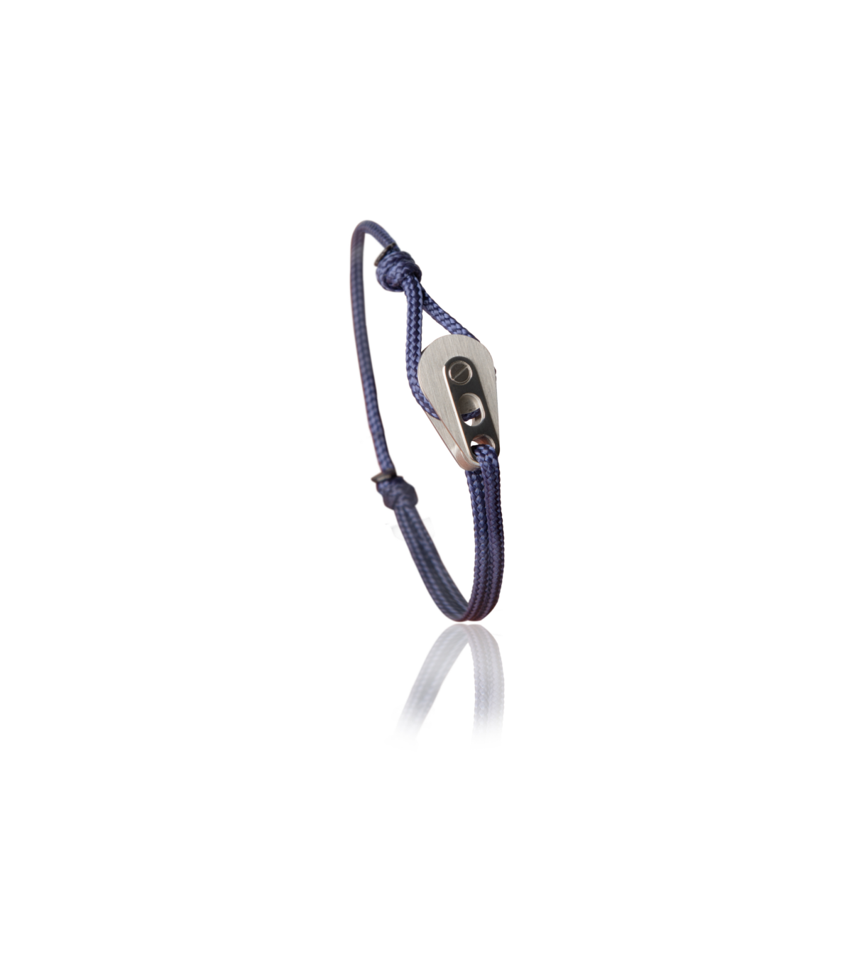 Bracelet Poulie Acier Brossé/Poli, Cordon Navy - Bijoux - Latitude 46 - Les Champs d'Or