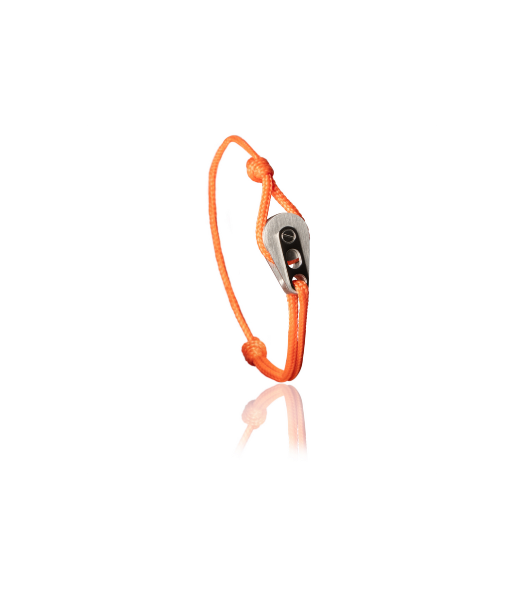 Bracelet Poulie Acier Brossé/Poli, Cordon Orange - Bijoux - Latitude 46 - Les Champs d'Or