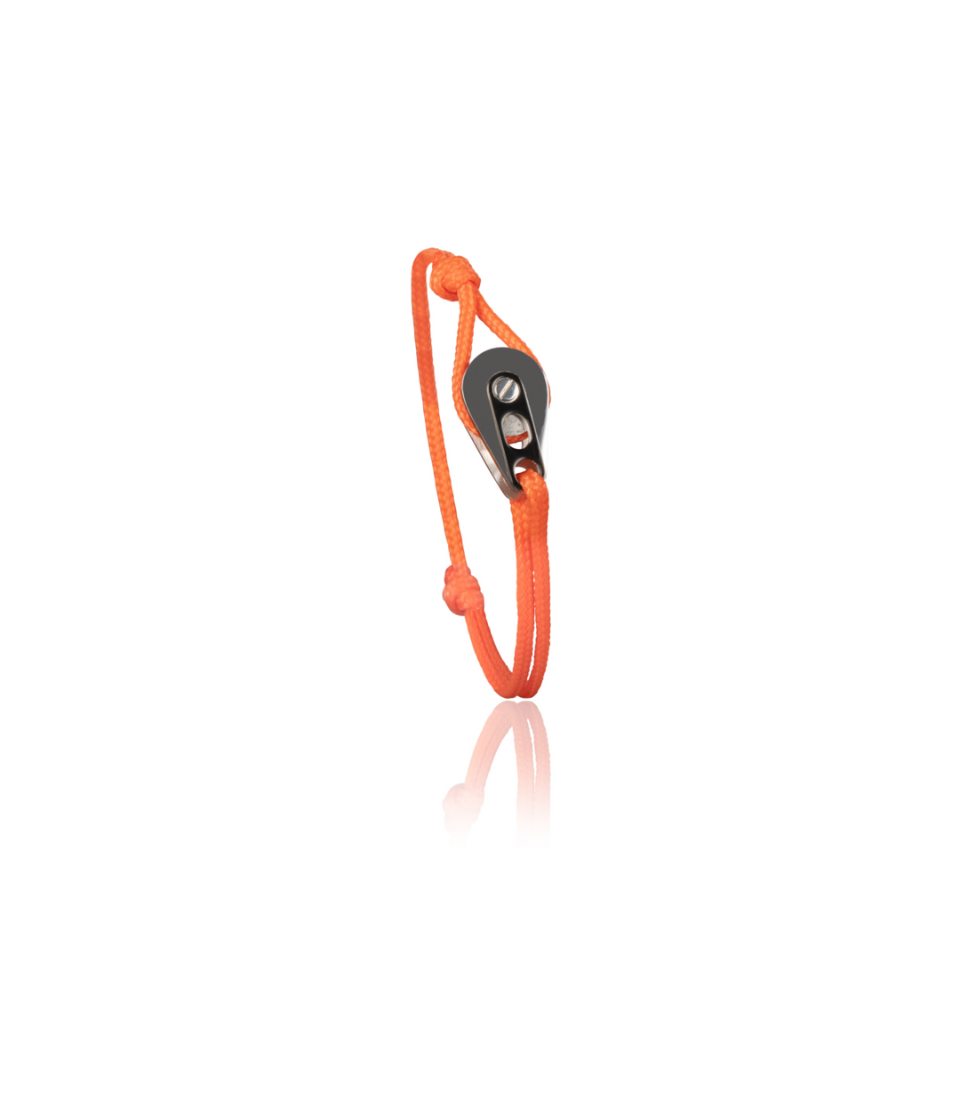 Bracelet Poulie Acier / PVD Noir, Cordon Orange - Bijoux - Latitude 46 - Les Champs d'Or