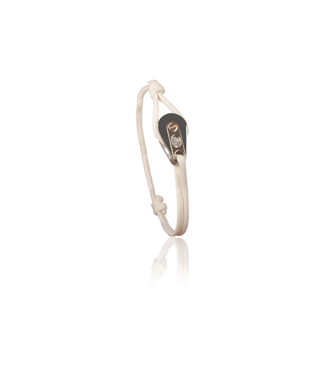 Bracelet Poulie Acier / PVD Or Rose, Cordon Blanc - Bijoux - Latitude 46 - Les Champs d'Or