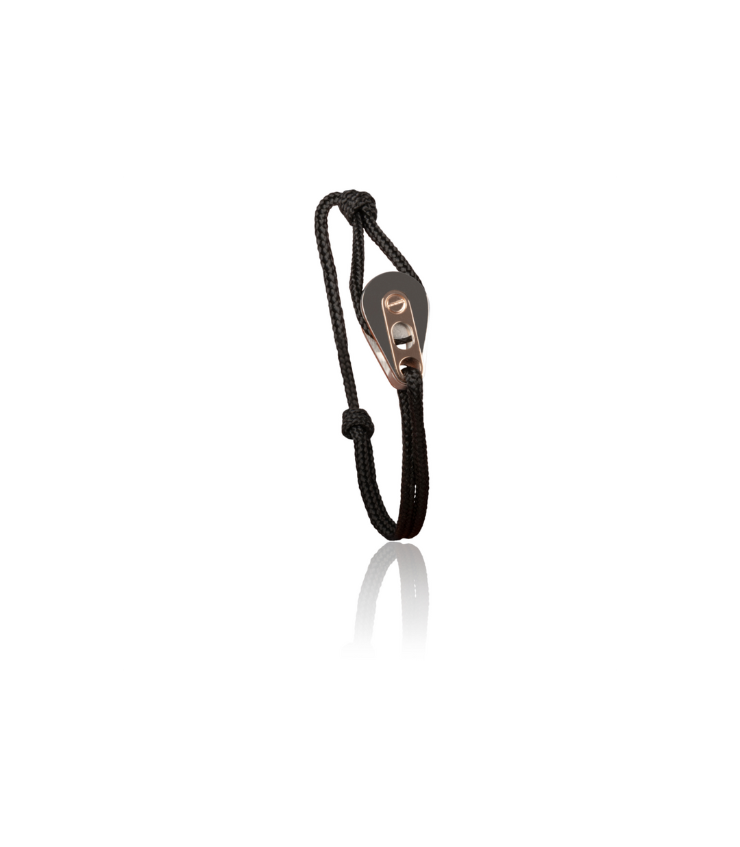 Bracelet Poulie Acier / PVD Or Rose, Cordon Noir - Bijoux - Latitude 46 - Les Champs d'Or