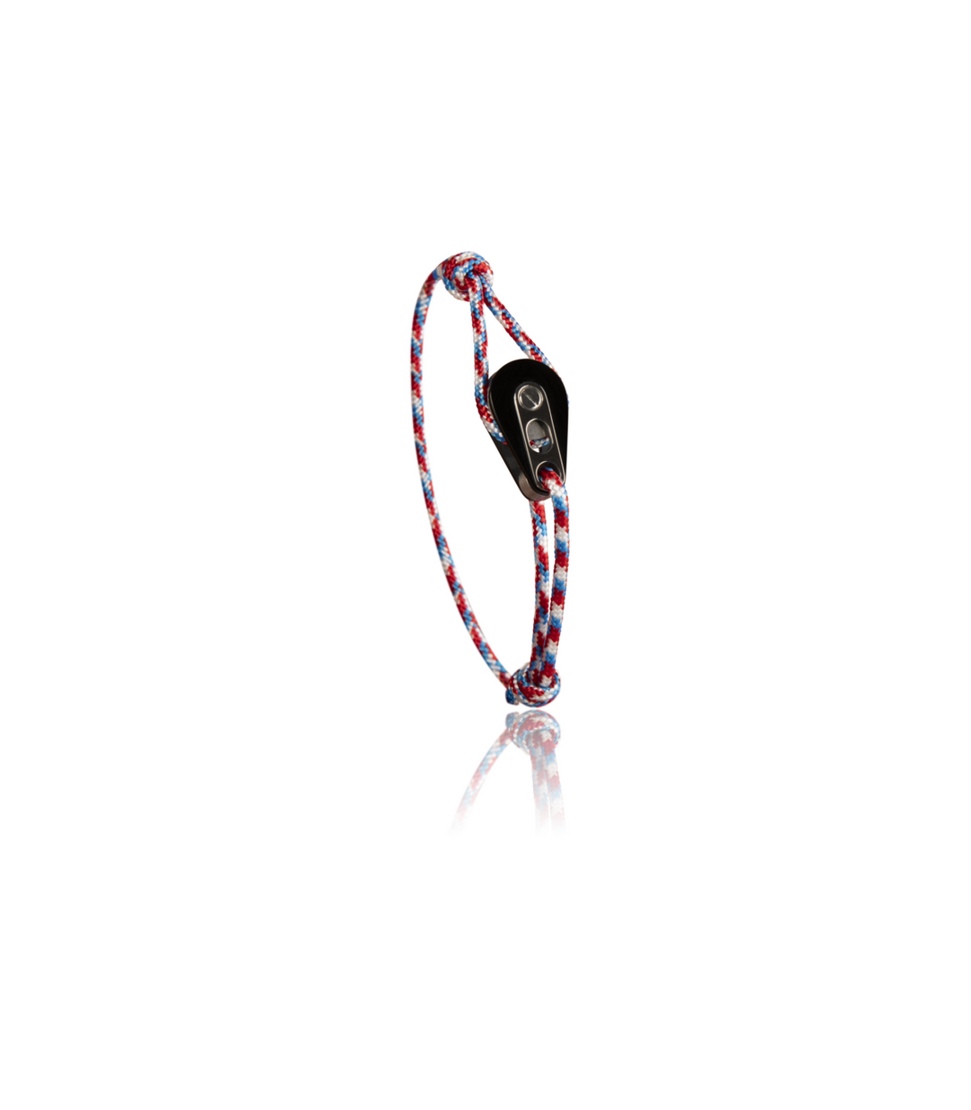 Bracelet Poulie PVD Noir / Acier, Camo Cordon Bleu / Rouge - Latitude 46 - Bracelet - Les Champs d'Or