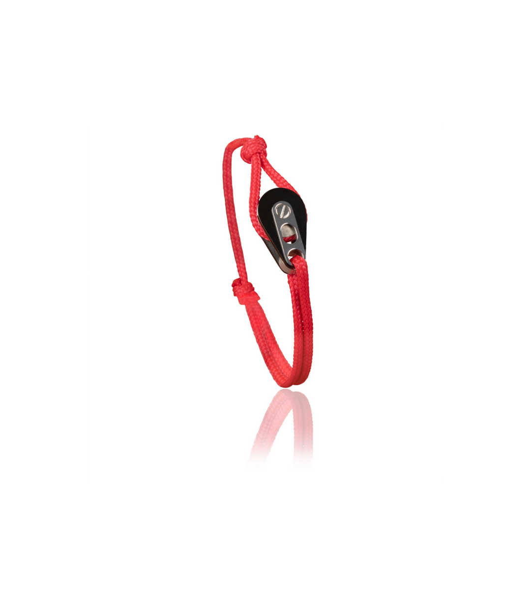 Bracelet Poulie PVD Noir / Acier, Cordon Rouge - Latitude 46 - Bracelet - Les Champs d'Or