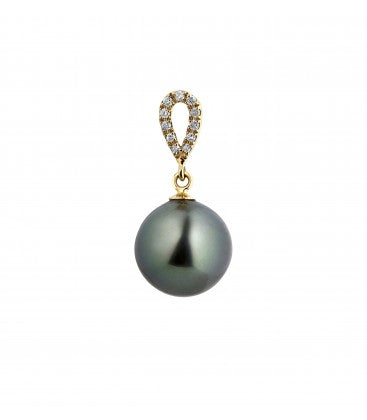 Pendentif Perle De Tahiti Ronde Qualite A 9/10 Mm Or 0,46 Gr + 0,055 Cts - Pendentif - Négoce îles - Les Champs d'Or