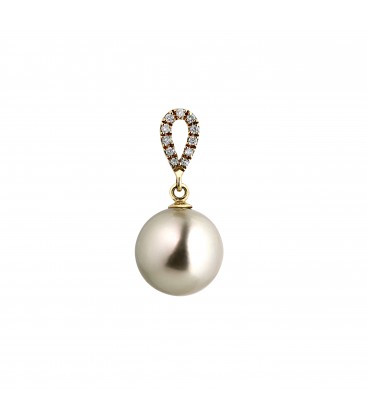 Pendentif Perle De Tahiti Ronde Qualite A 9/10 Mm Or 0,46 Gr + 0,055 Cts - Pendentif - Négoce îles - Les Champs d'Or