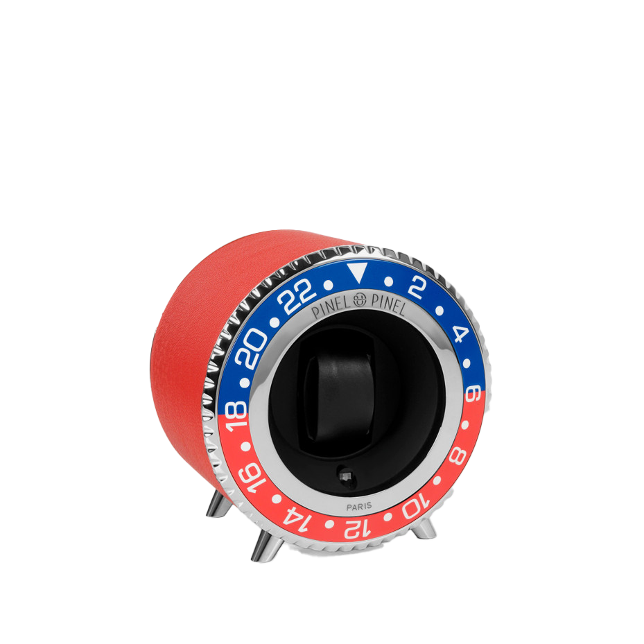 Twin GMT Blue&Red/Silver Cuir Rouge - Pinel & Pinel - Les Champs d'Or