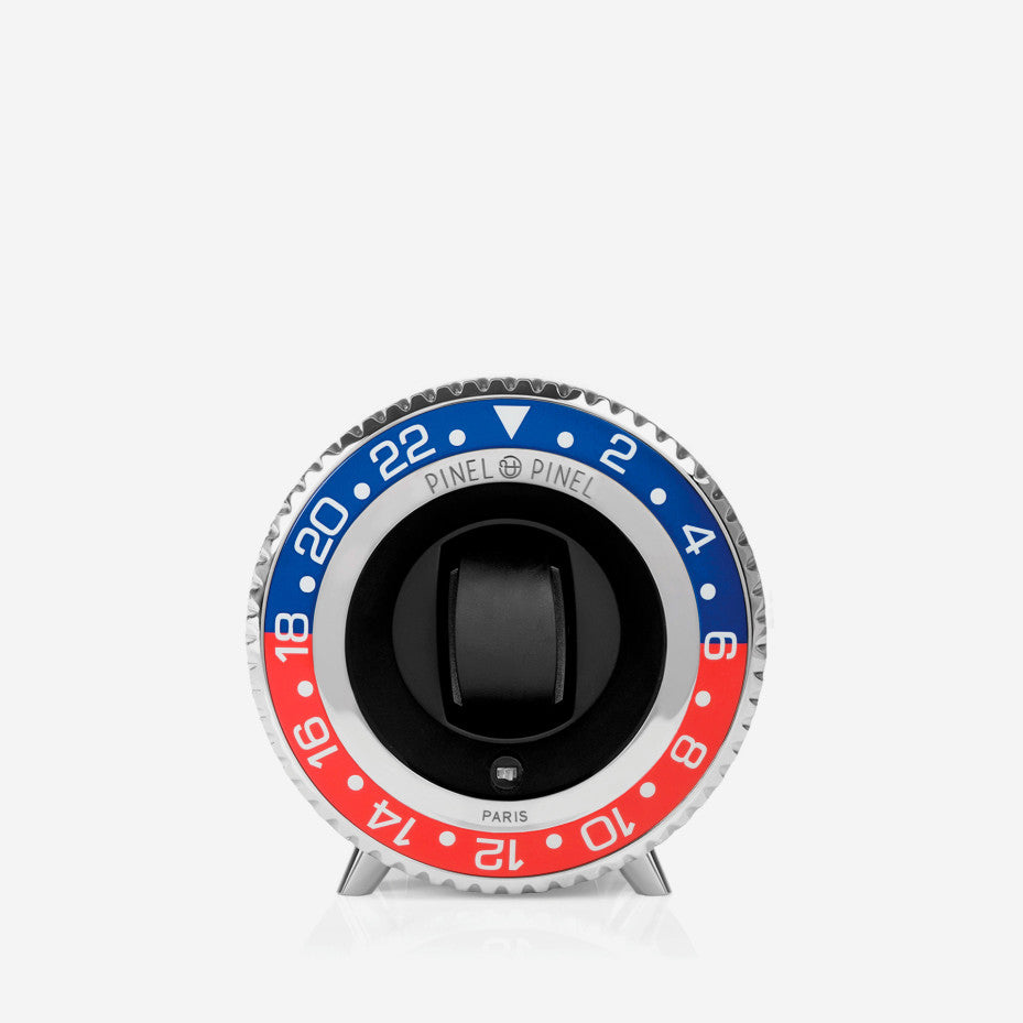Twin GMT Blue&Red/Silver Cuir Rouge - Pinel & Pinel  - Remontoir - Les Champs d'Or