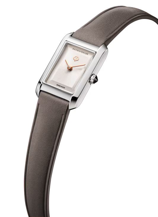 Baume & Mercier Hampton M0A10859 – Quartz XS 28x17mm Acier / Cuir Gris Taupe