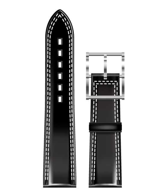 Bracelet de Montre Cuir Noir Double Piqure Blanche 26x24 - Bracelets Montres - B.R.M - Les Champs d'Or
