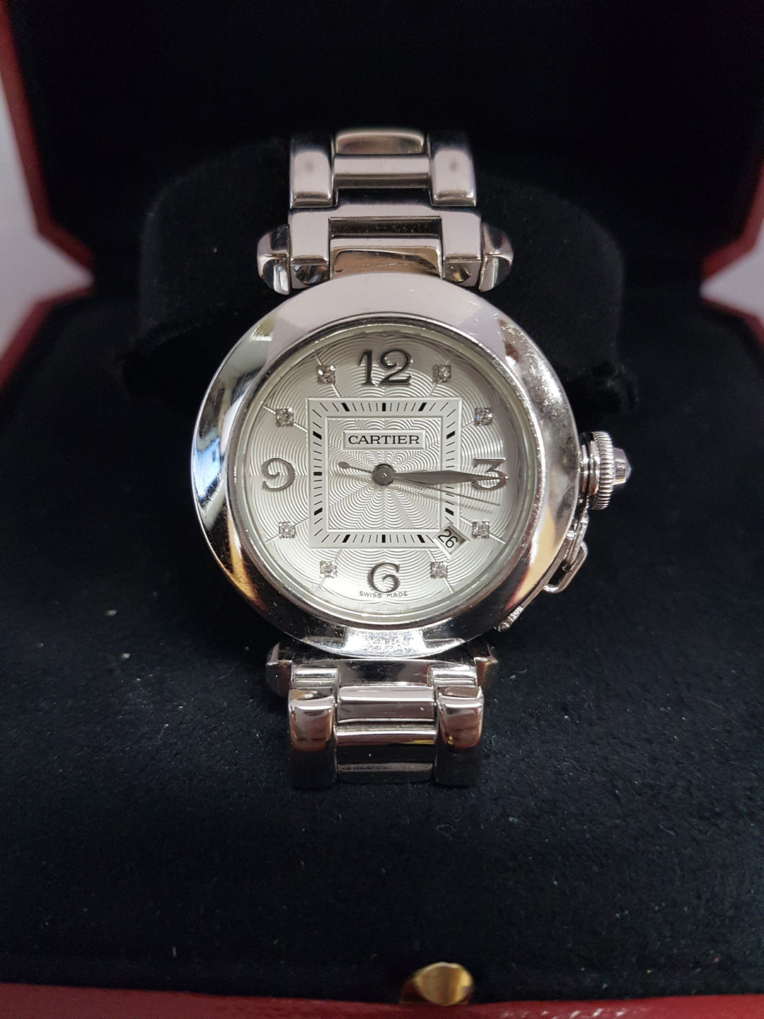 Montre Cartier Pasha 32mm Or Blanc Index Diamond Automatic 2528 - Occasion - Occasion - Les Champs d'Or