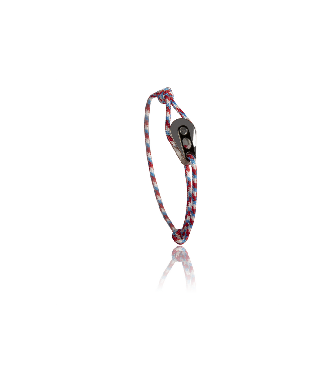 Bracelet Poulie Acier / PVD Noir, Cordon Camo Bleu / Rouge - Bijoux - Latitude 46 - Les Champs d'Or