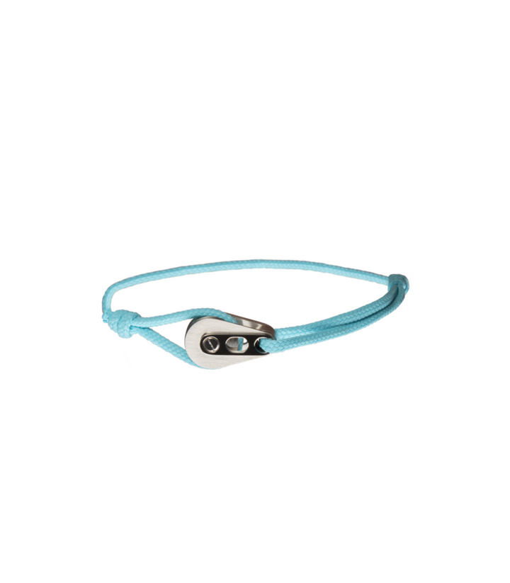 Bracelet Poulie Acier Brossé, Cordon Turquoise - Bijoux - Latitude 46 - Les Champs d'Or