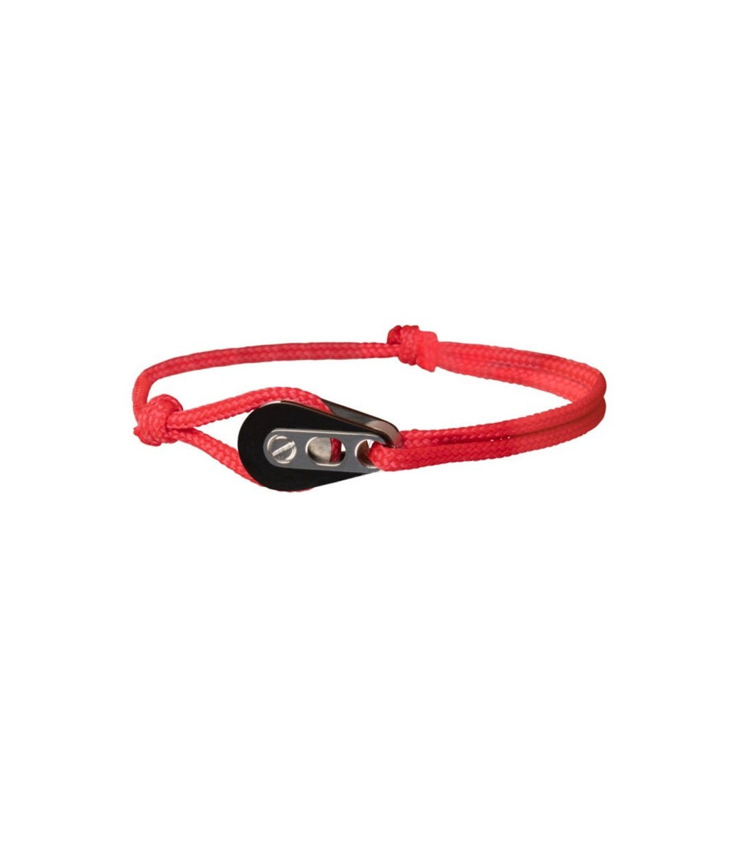 Bracelet Poulie PVD Noir / Acier, Cordon Rouge - Bijoux - Latitude 46 - Les Champs d'Or
